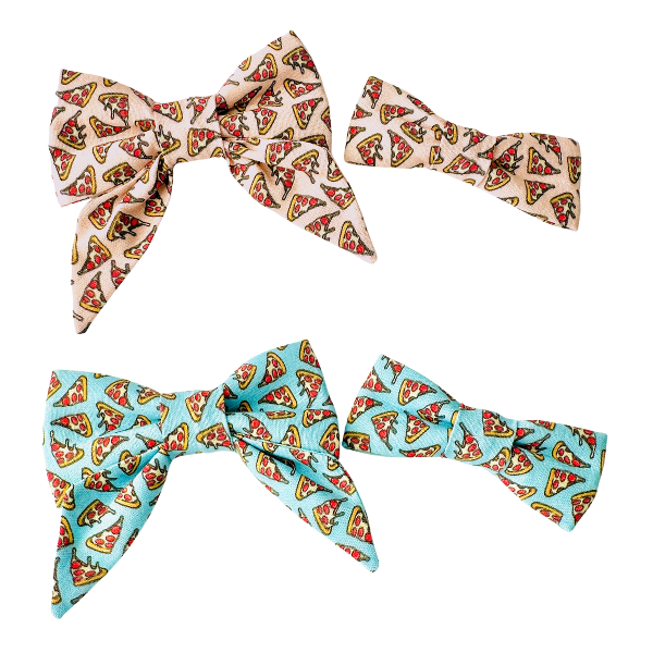 Pepperoni Pizza in Pink & Blue Bows