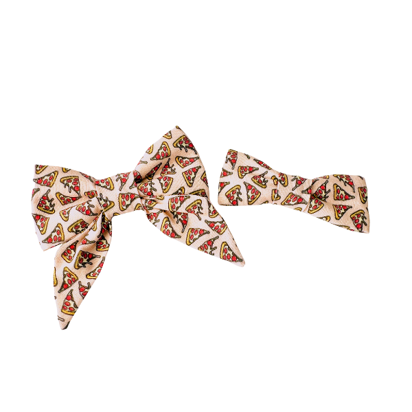 Pepperoni Pizza in Pink & Blue Bows