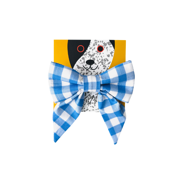 Cobalt Gingham Sailor Bow
