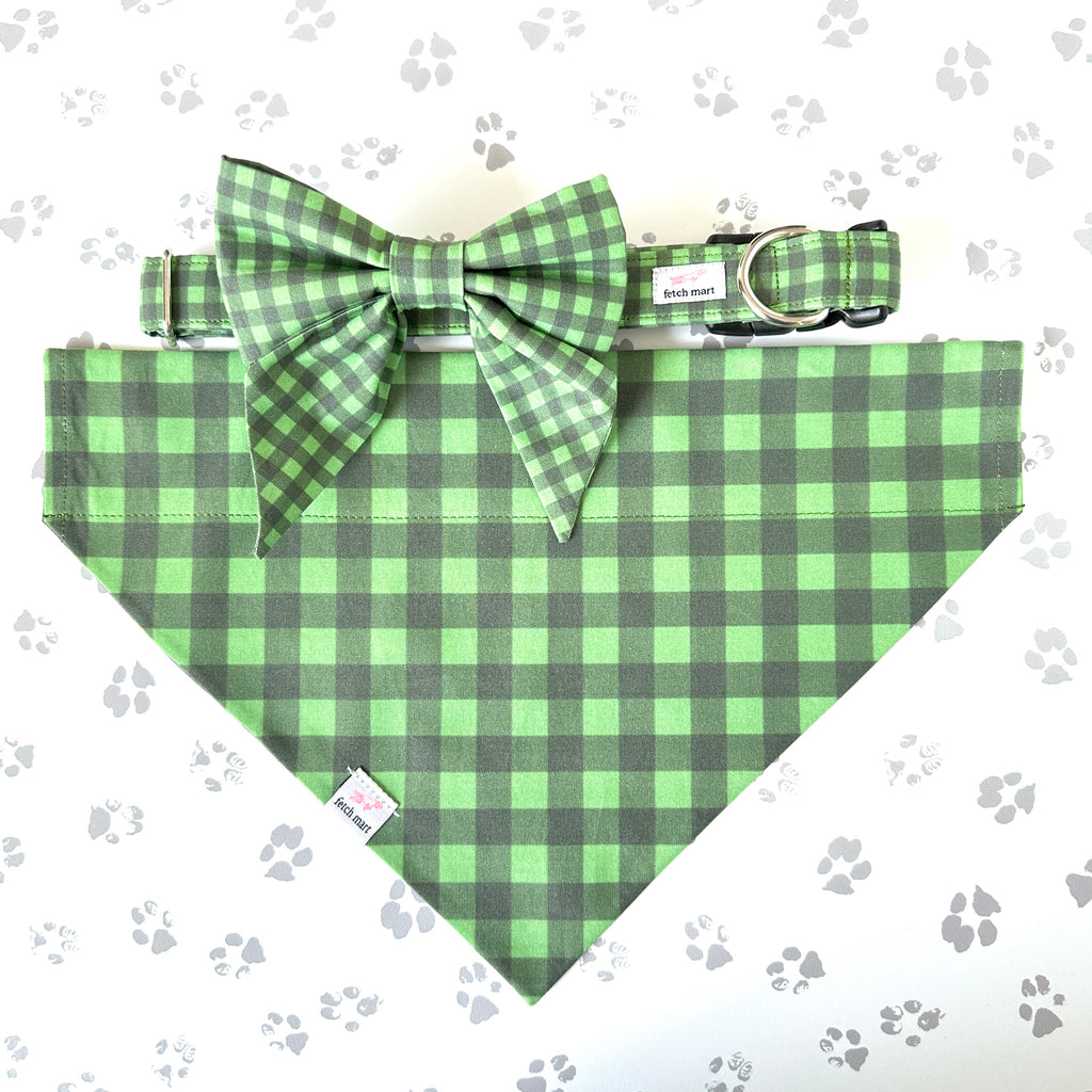 Olive Gingham Sailor Bow