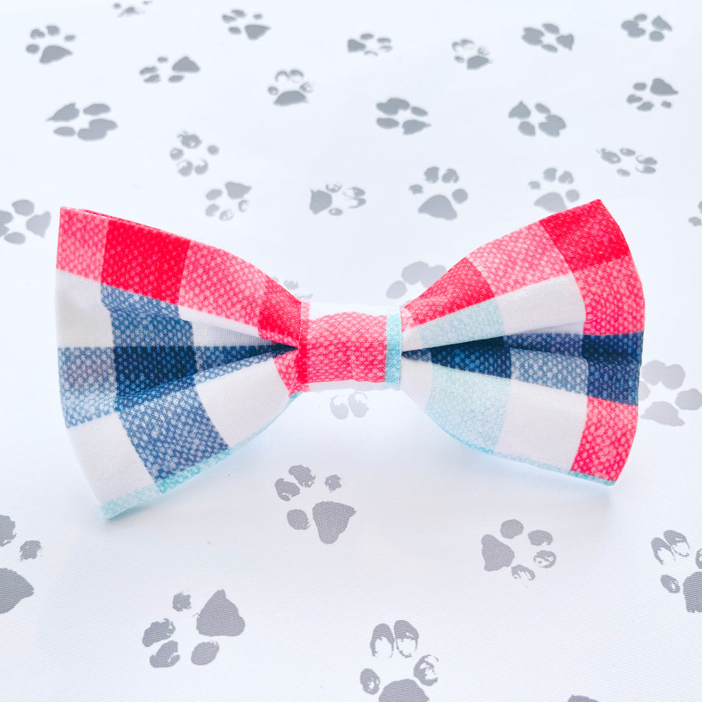 Red, White, & Blue Plaid Bow Tie